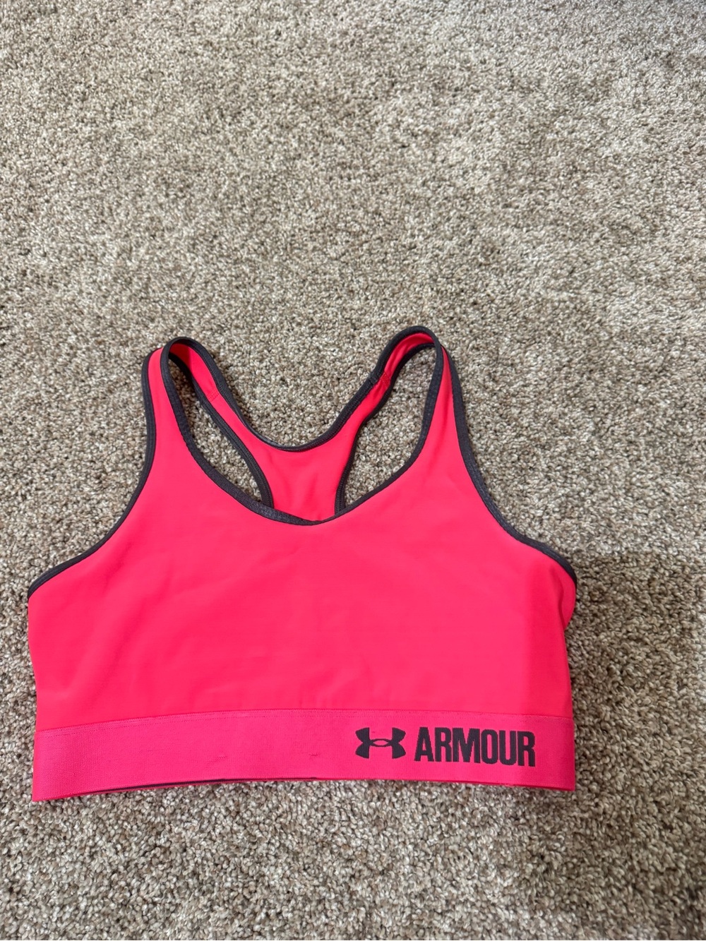 Under Armour Hot Pink Racerback Sports Bra with Black Trim